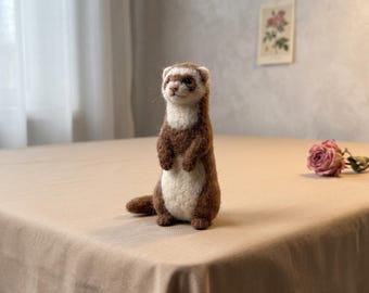 Needle Felting Kit for Beginners Cute Ferret DIY Craft Set Stress Relief Hobby Gift for Her