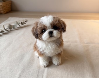 Needle Felting Kit for Beginners Shih Tzu Dog DIY Craft Set Stress Relief Hobby Gift for Her