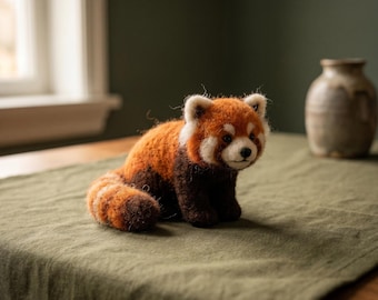 Needle Felting Kit for Beginners Red Panda DIY Craft Set Stress Relief Hobby Gift for Her