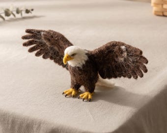 Needle Felting Kit Eagle DIY Craft Set for Beginners, Realistic Bird Wool Felting Project, Stress Relief Hobby Gift for Him or Her