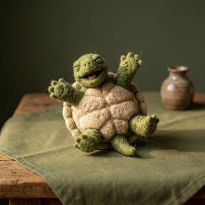 Kit de feutrage à l'aiguille pour débutants, tortue mignonne, bricolage, cadeau de passe-temps pour soulager le stress