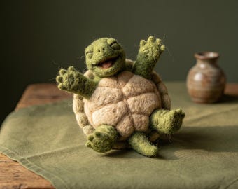 Needle Felting Kit for Beginners Cute Turtle DIY Craft Set Stress Relief Hobby Gift for Her