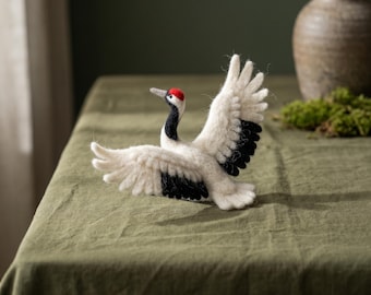 Needle Felting Kit for Beginners Red Crowned Crane DIY Craft Set Stress Relief Hobby Gift for Her
