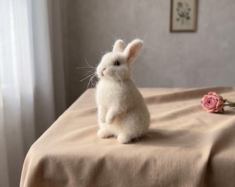Needle Felting Kit for Beginners Cute Bunny DIY Craft Set Stress Relief Hobby Gift for Her