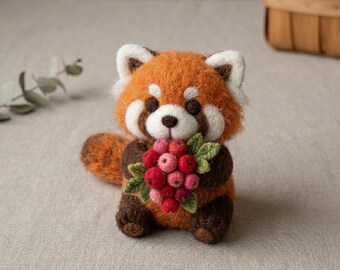 Needle Felting Kit for Beginners Red Panda DIY Craft Set Stress Relief Hobby Gift for Her