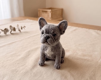 Needle Felting Kit for Beginners French Bulldog DIY Craft Set Stress Relief Hobby Gift for Her