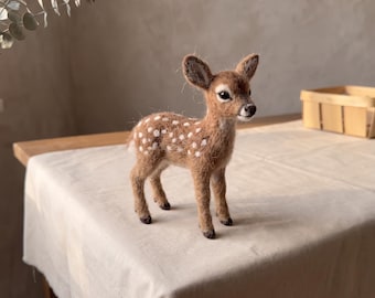 Deer Needle Felting Kit for Beginners | Wool Supplies+Step Guide, DIY Craft, Stress Relief Hobby, Gift for Crafters, Birthday Gift