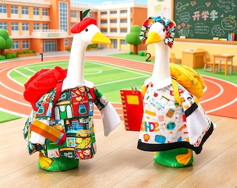 Tenue d'oie de porche de 23 pouces, décoration de sac à dos de rentrée, costume d'oie en plastique ciment, ensemble de décoration de scène de jardin