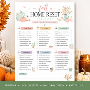 Printbare checklist voor de herfstopruiming van je huis | Schoonmaakplanner voor de herfst | PDF voor huisorganisatie | A4 & US Letter
