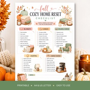 Fall Cozy Home Reset Checklist | Autumn Home Planner (A4, US Letter PDF)