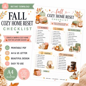 Fall Cozy Home Reset Checklist | Autumn Home Planner (A4, US Letter PDF)