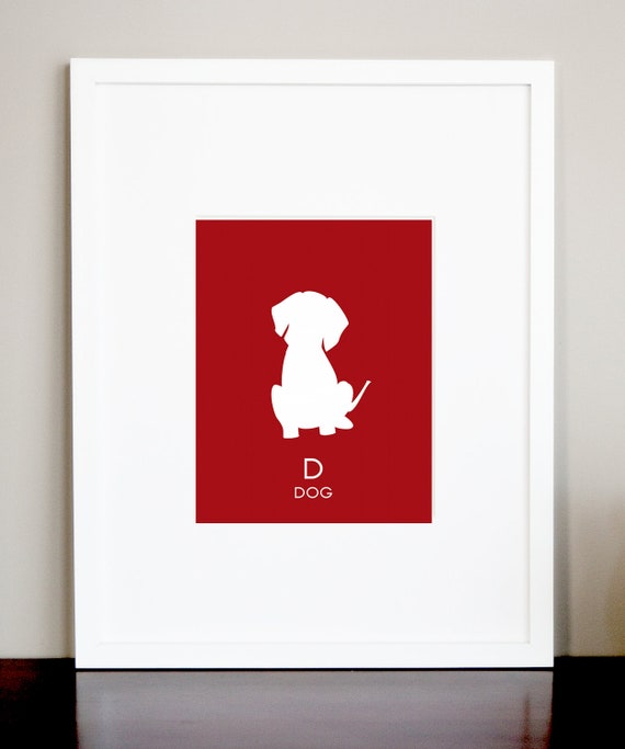 Items similar to Dog Nursery Children's Wall Art Print Modern Alphabet