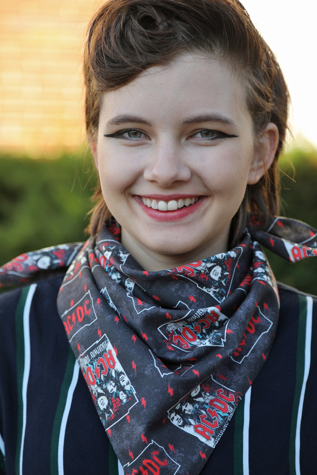 Cotton Black Bandana. Rock Music AC/DC Print Bandana.cotton Kerchief ...