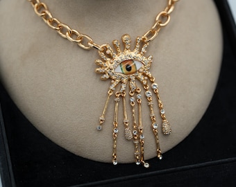 Crying Eye  necklace Schiaparelli style  – Statement Jewelry