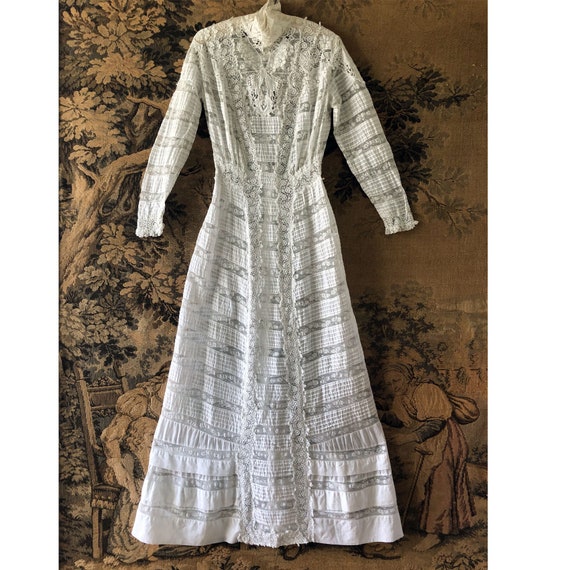 Antique Edwardian Dress Tea Dress Wedding Cutwork