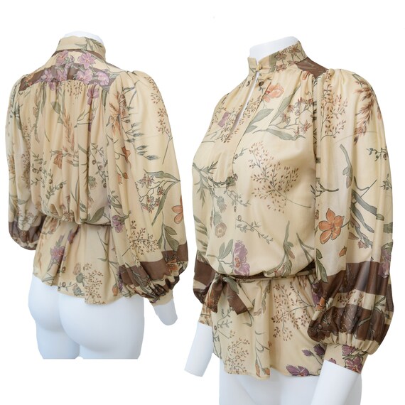 Vintage 1970s Peasant Blouse Boho Top M
