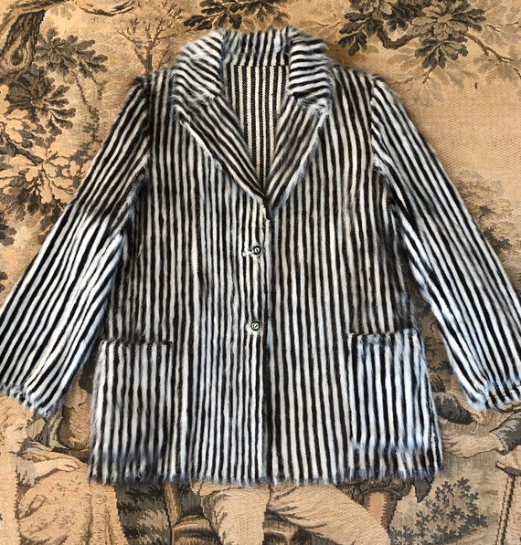 Vintage Art Deco Blanket Coat Black& White Stripe