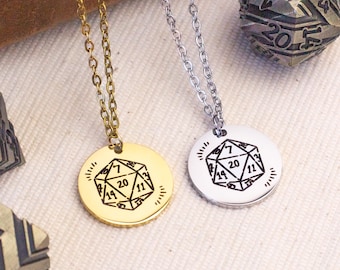 D20 Necklace - Stainless Steel Engraved Jewellery For Dungeon Crawlers And Dragon Slayers