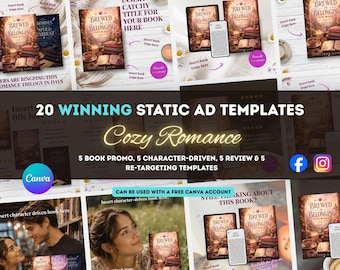 20 Cozy Romance Author Canva Ads for Instagram, Facebook & Meta