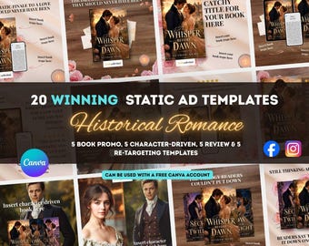 20 Historical Romance Author Canva Ad Templates for Instagram, Facebook & Meta