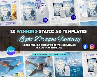 20 Dragon Fantasy Author Canva Ad Templates for Instagram, Facebook & Meta