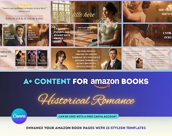 15 Amazon A+ Content Templates for Historical Romance Authors, Canva Book Marketing Graphics