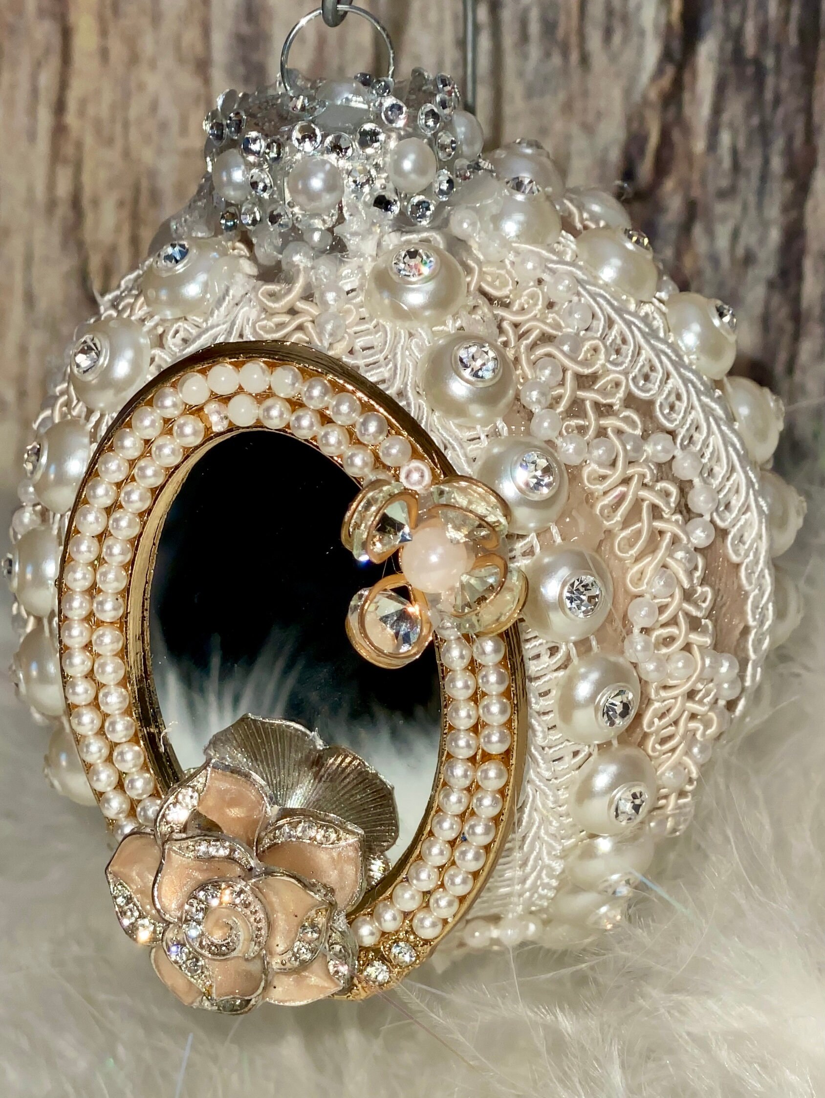 Christmas Pearls Shabby Chic Ornament/ Christmas Ornament/ Etsy
