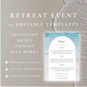 Retreat Event Templates, Editable Canva Bundle (Corporate, Business, Team Offsite, Coastal Party)