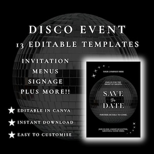 Disco Event Templates, Editable Canva Bundle (Corporate, Gala, Party, Business)
