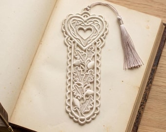Diseño de bordado de marcapáginas Corazón de Roble FSL, marcapáginas de corazón celta de encaje independiente, archivo de bordado a máquina de bosque, descarga digital