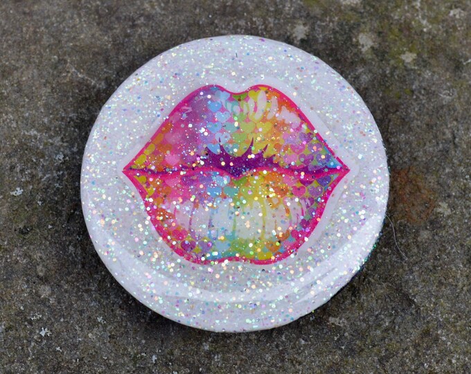 Sparkly Rainbow Kiss Glitter Lips Phone Grip Etsy