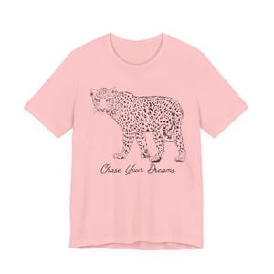 Maglietta con stampa leopardata e fiocchi rosa "Insegui i tuoi sogni" / Maglietta motivazionale per ragazze