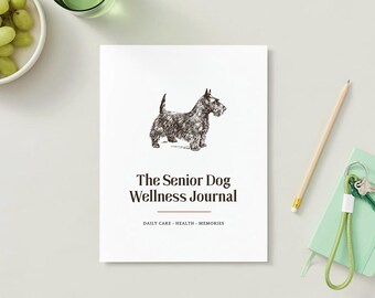Diario de bienestar para perros mayores / Registro de salud de mascotas / Planificador para perros mayores (Descarga digital)