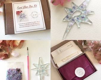 Fused Glass Star Kit - Make it at home FREE DELIVERY. Various colours available.