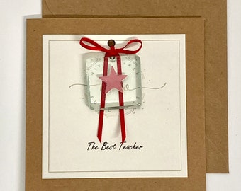 The best teacher. Teacher card with removable star keepsake. Handmade in the UK.