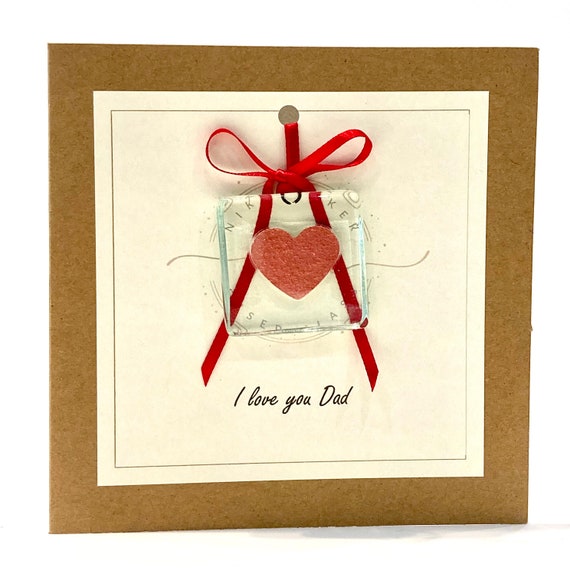 I Love You Dad Fathers Day Card With Fused Glass Forever - Etsy