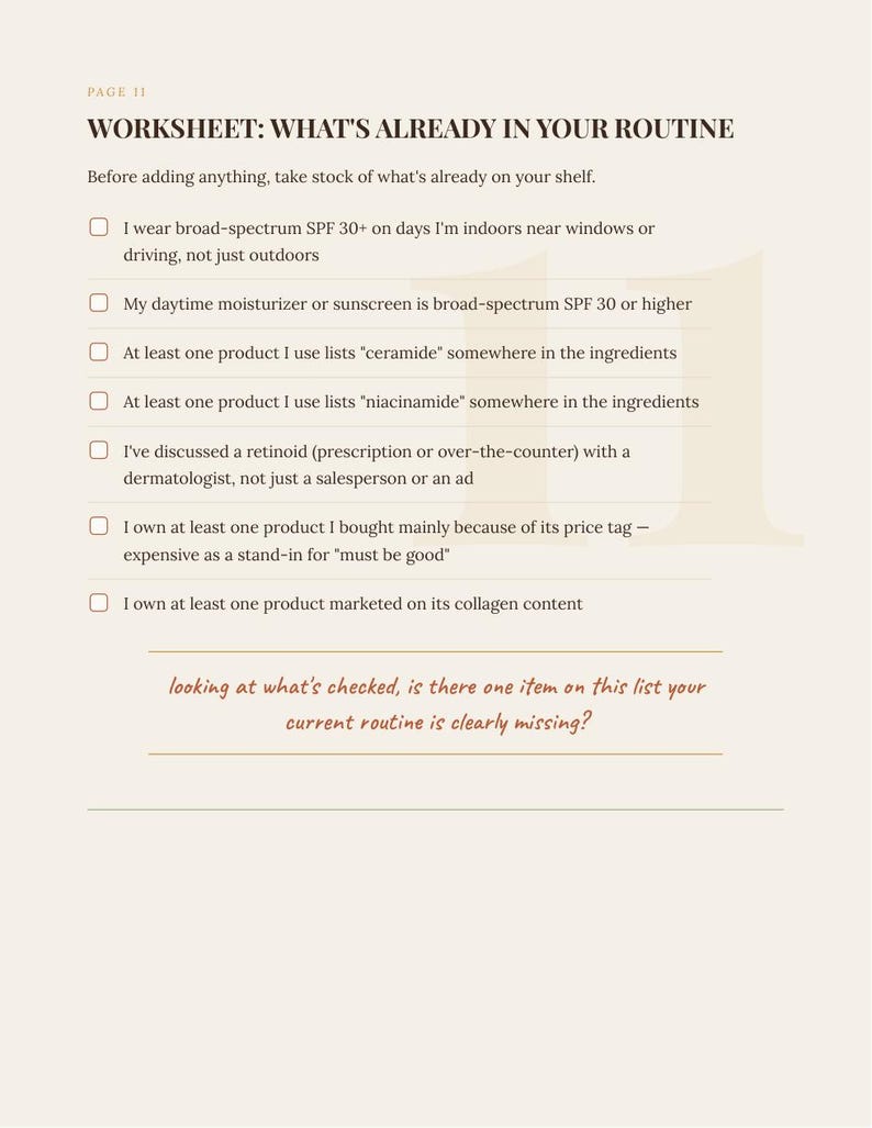 Skin After 40 Guide | Evidence-Based Skincare Workbook | Printable PDF image 6