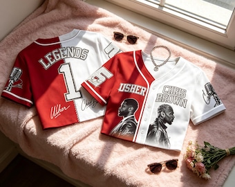 Usher Chris Brown R&B Tour 2026 Crop Top Jersey, Custom Name Concert Crop Jersey, Raymond Brown Fan Shirt, Personalized Hip Hop RnB Crop Top