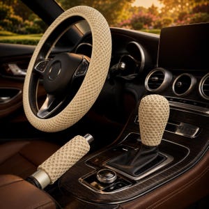 Textured Car Steering Wheel Cover Set, Gear Shift Handbrake Accessories