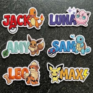 Custom Name Poke Character Embroidered Patch, Vintage Anime Iron On, Retro Game Sew On