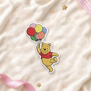 Winnie Puuh Ballon-Aufnäher (gestickt), Disney-Reise-Aufnäher zum Aufbügeln, 90er-Jahre-Nostalgie-Aufnäher zum Aufnähen, Disney-Mom-Park-Mädchen-Applikation