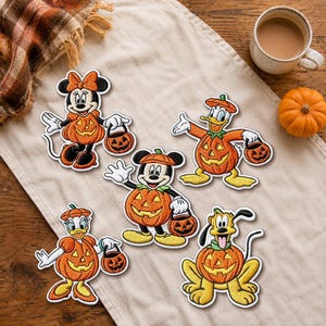 Anpassad Halloween Musse Pigg och vänner lapp Stryk-på pumpadräkt broderad sy-på applikation läskig säsong höst Disney fan gåva