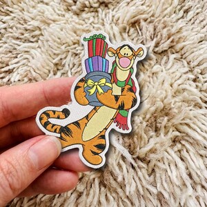 Christmas Tigger Embroidered patch, Disney Holiday Trip iron on patch, 90s Kid Winter sew on patch, Main Street Mom Applique