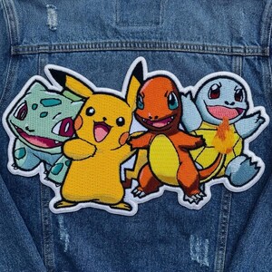 Toppa personalizzata Poke Starter da applicare con il ferro da stiro, applicazione ricamata da cucire PKM Anime, regalo di compleanno per bambini, Poke Mom Dad Gamer Boys Girls