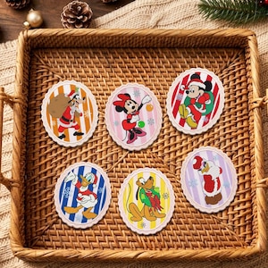 Retro Musse Pigg och vänner julklapp, broderad Disney stryk-på applikation, Disney resetillbehör, flickors julryggsäckdekoration