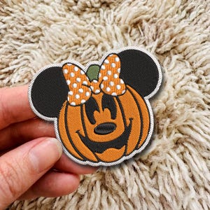 Musse Pigg pumpa ansikte broderad lapp retro Minnie Halloween stryk-på lapp matchande familj Disney sy-på lapp 90-tals vintage