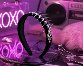 Cyberpunk Snake Spine Metal Headband, Y2K Goth Hair Accessory, Dark Femme Fetish Headpiece, Alt Festival Rave Headwear