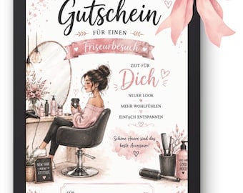 Hairdresser Gift Certificate | Gift Certificate for a Hair Visit | Beauty Gift Certificate | Wellness Gift for Women | Printable Gift Certificate | Last Minute Gift Certificate for a Girlfriend