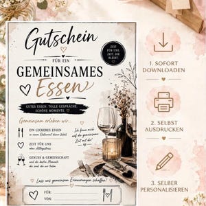 Dinner voucher | Restaurant voucher | Gift for partner | Date night | Instant download | Dinner voucher | Gift idea