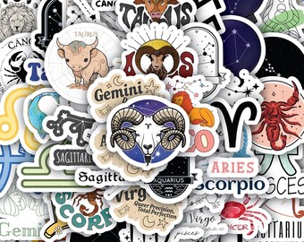 Constellation Zodiac Stickers Sheet – Waterproof Vinyl Decal for Laptop, Gifts 40 designs (4 Sheets)